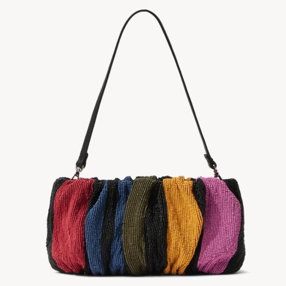 STAUD Handbags - STAUD Beaded Bean Mosaic Stripe Shoulder Bag